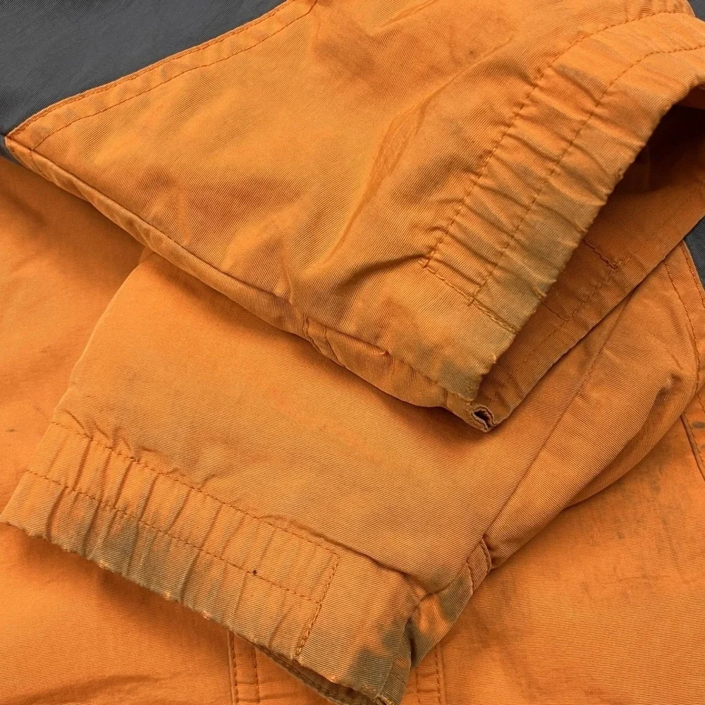 Columbia Hooded Parka Jacket Mens Large Orange Reflective Safety Stripe B2